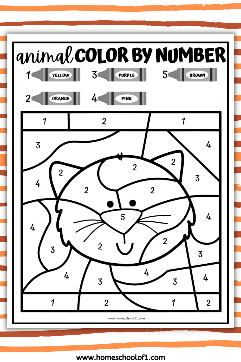 Animal Color by Number Printable (9 free worksheets)