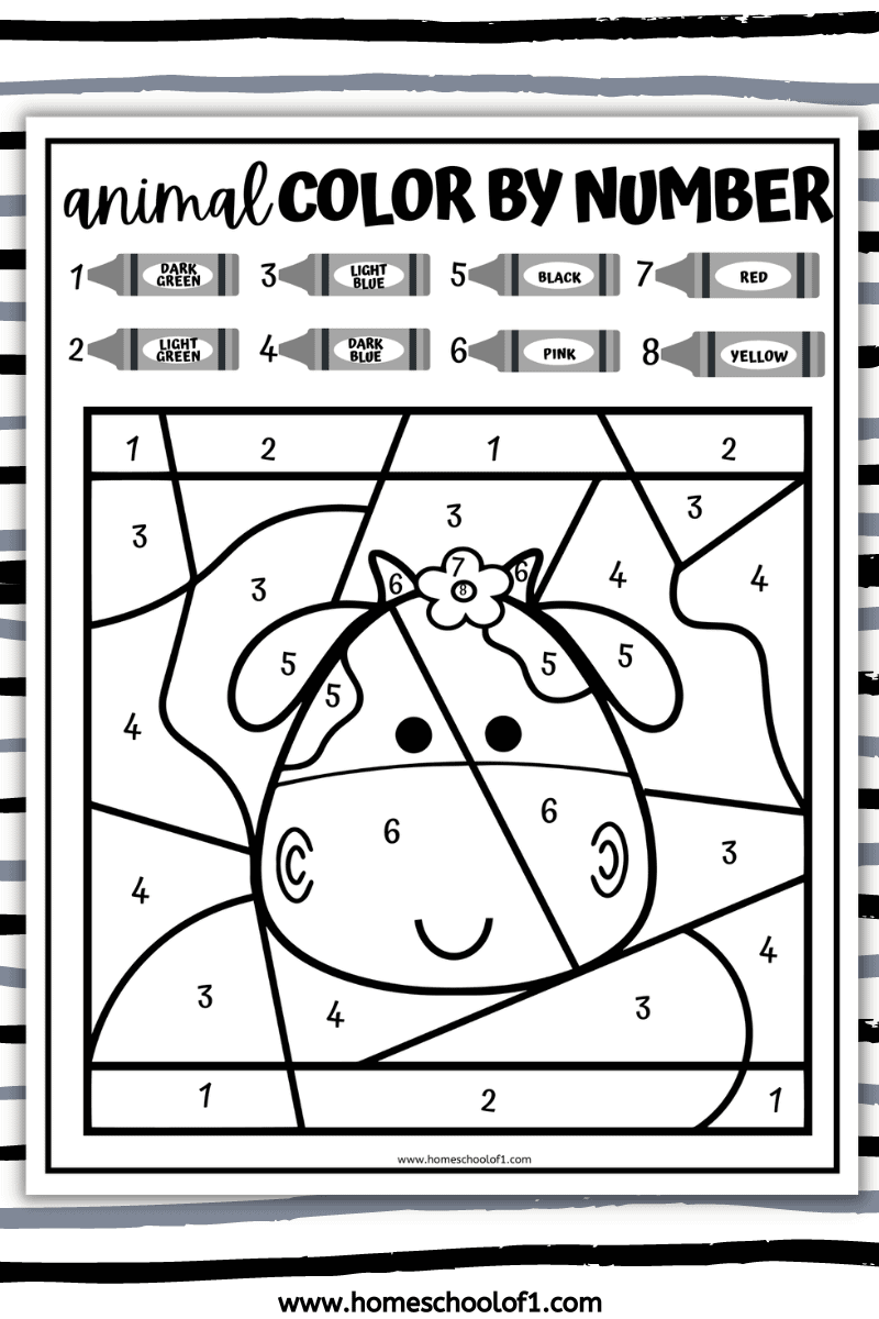 Animal Color by Number Printable (9 free worksheets)
