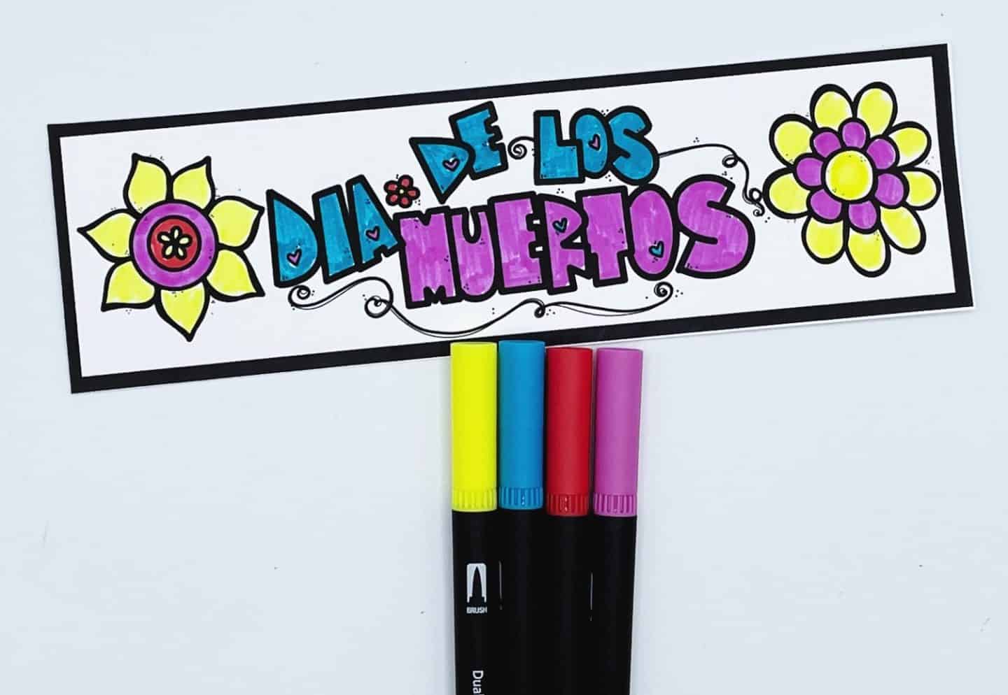 day of the dead color in bookmarks