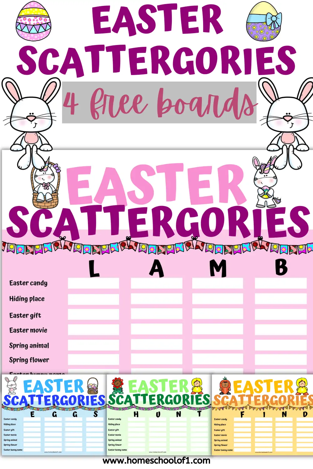 easter scattergories boards