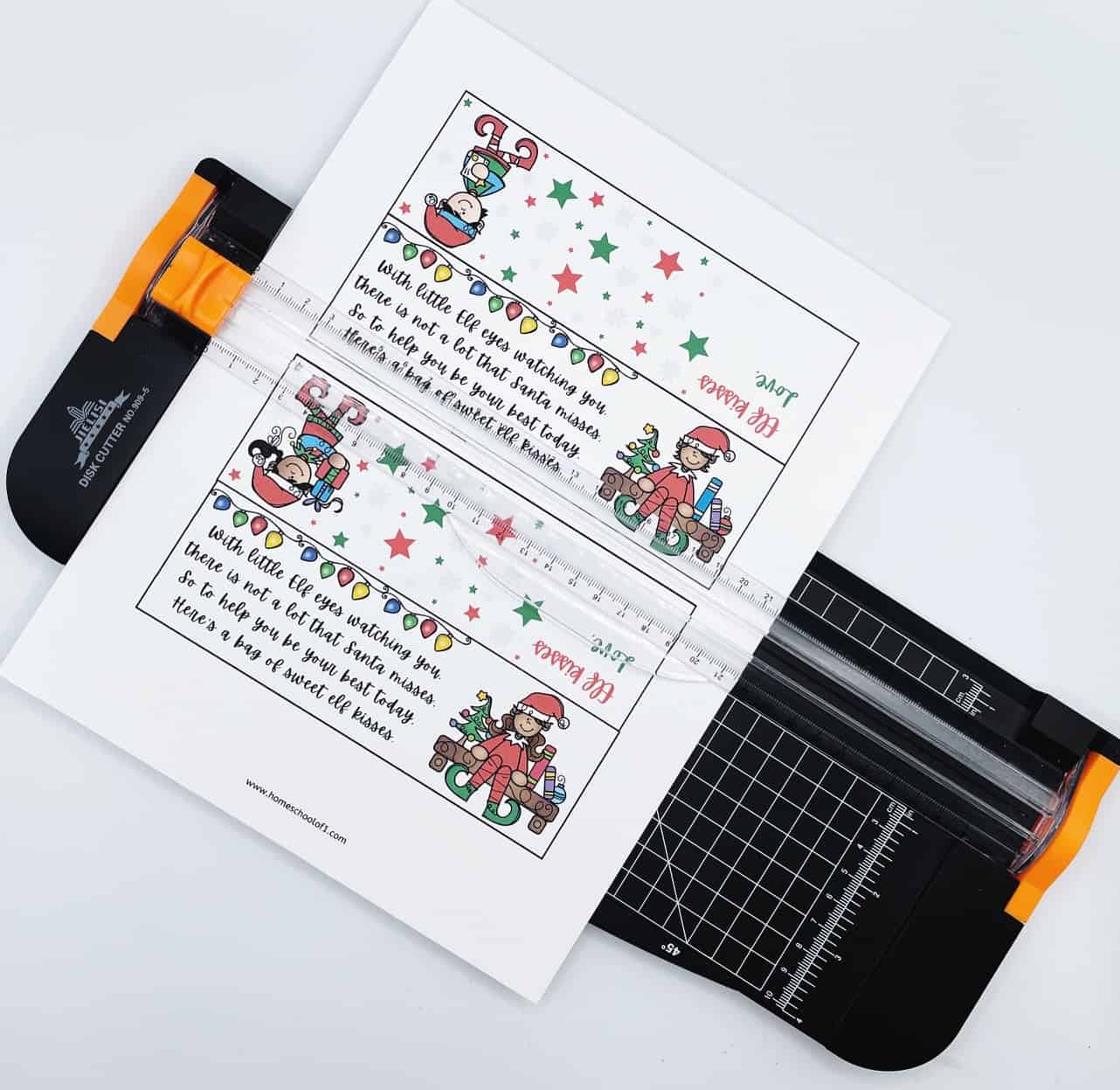elf kisses printable bag topper