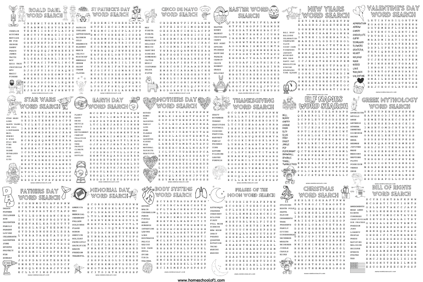 25 Free Word Search Printables