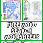 Free printable word search worksheets for kids with spring, insect, and holiday themes for classroom or homeschool use