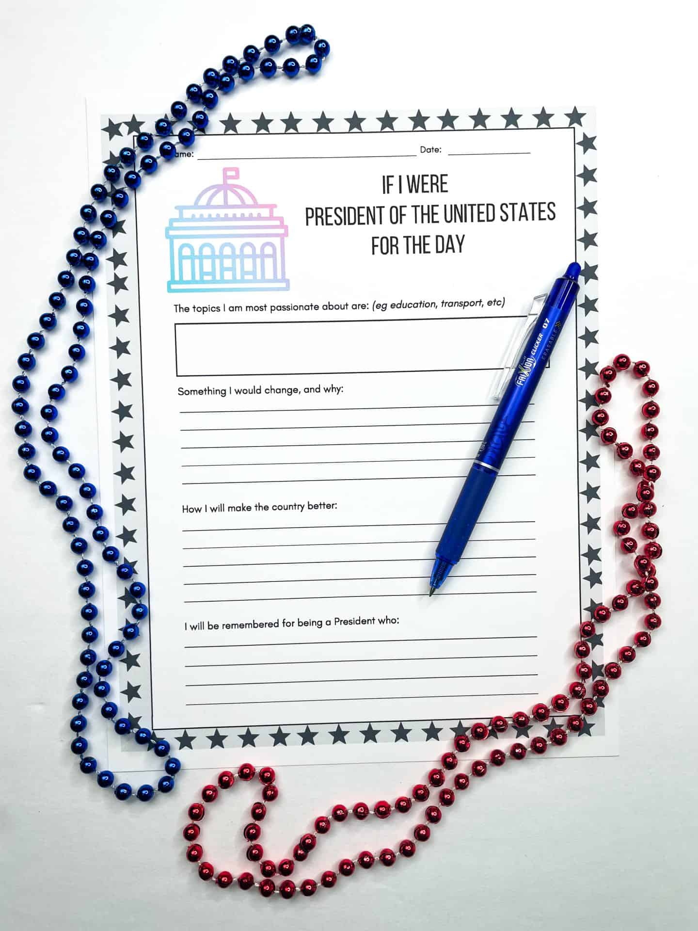 if i were president i would worksheet