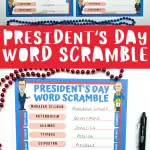 presiden't day word scramble printable
