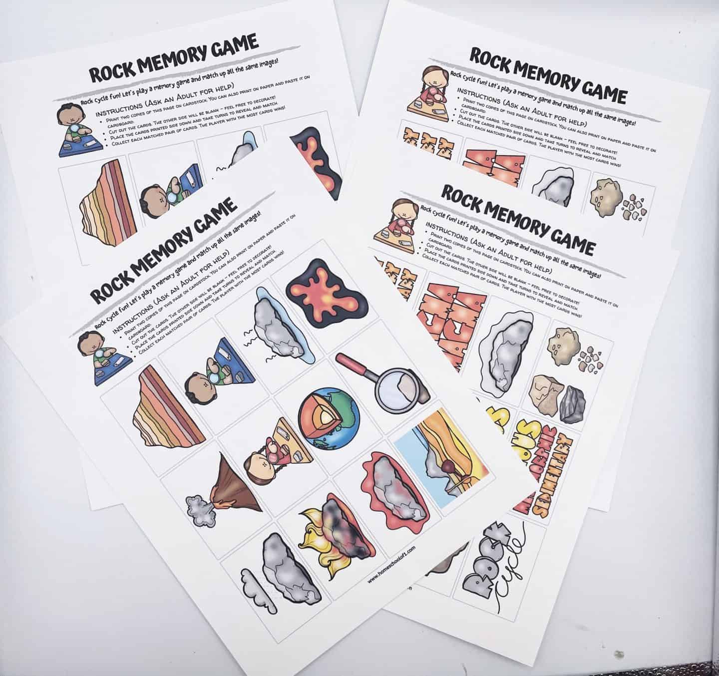 rock memory game printables printed twice so pairs can be matched