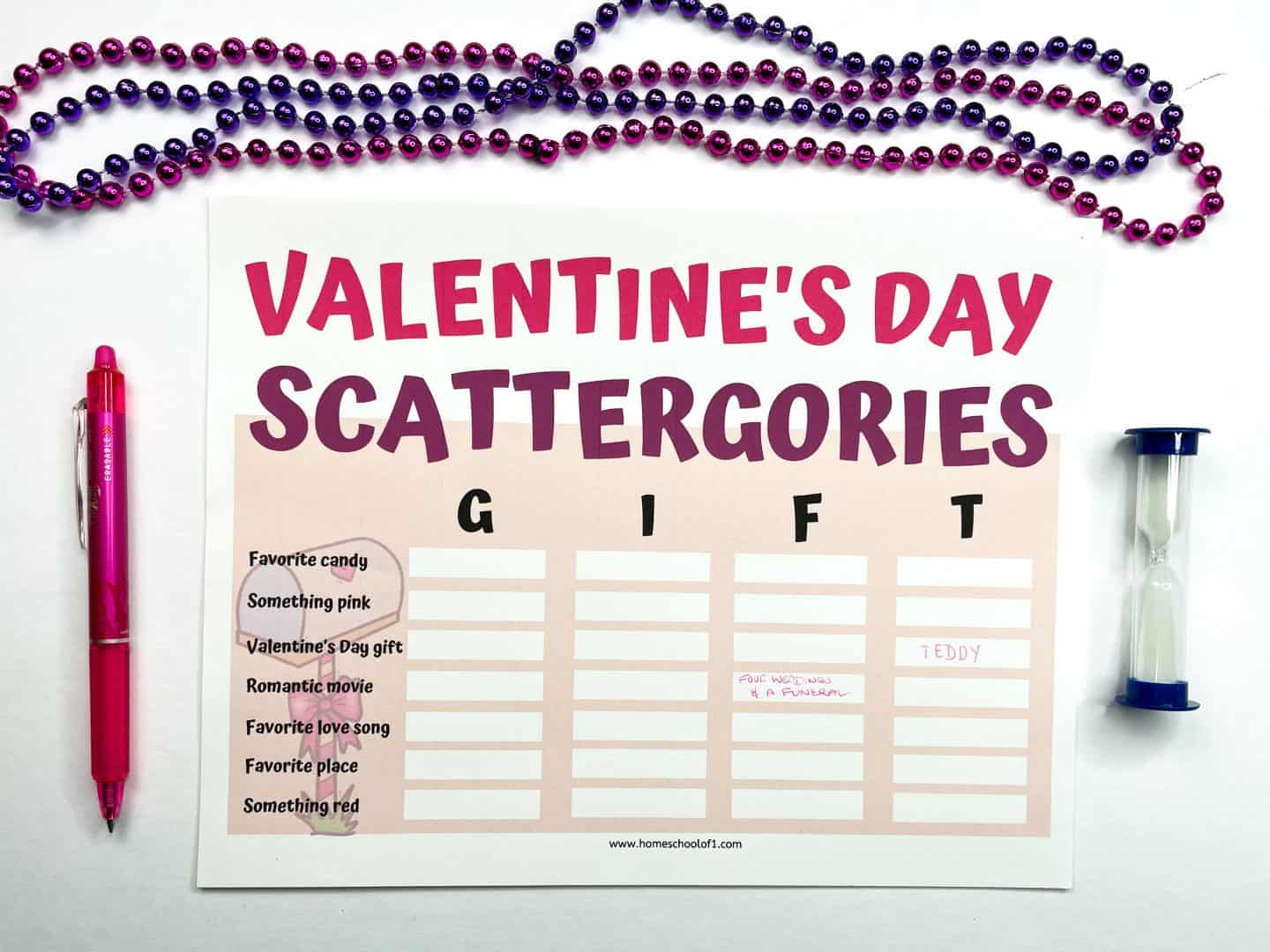 valentines day scattergories