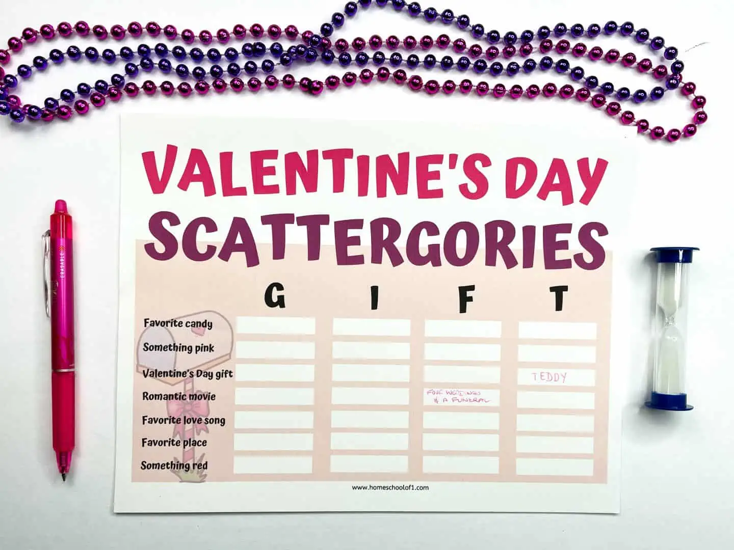 valentines day scattergories