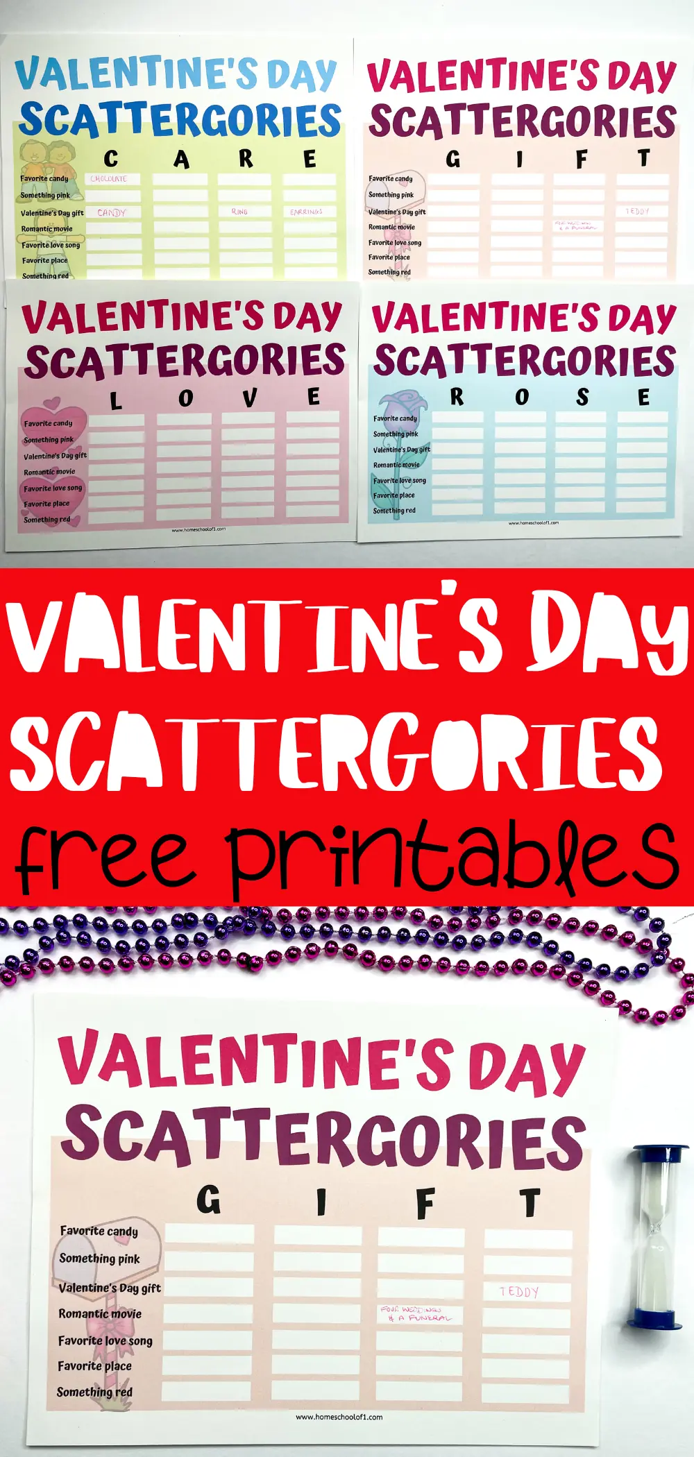valentine's day scattergories free printable
