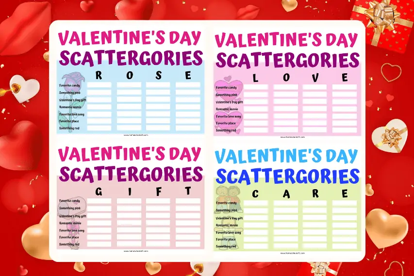 Valentine’s Day Scattergories (4 free boards)