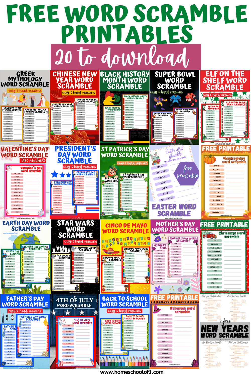 word scramble printable
