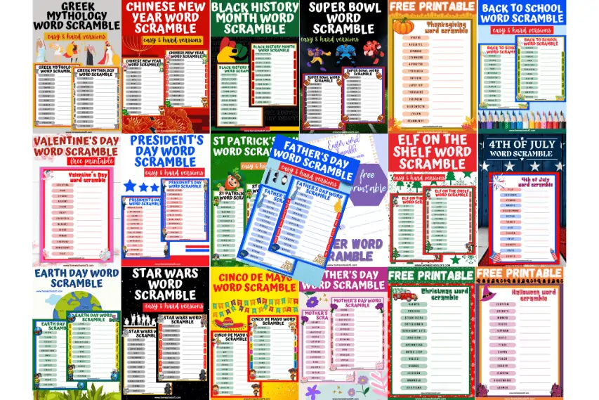 21 Free Word Scramble Printables (with answers)