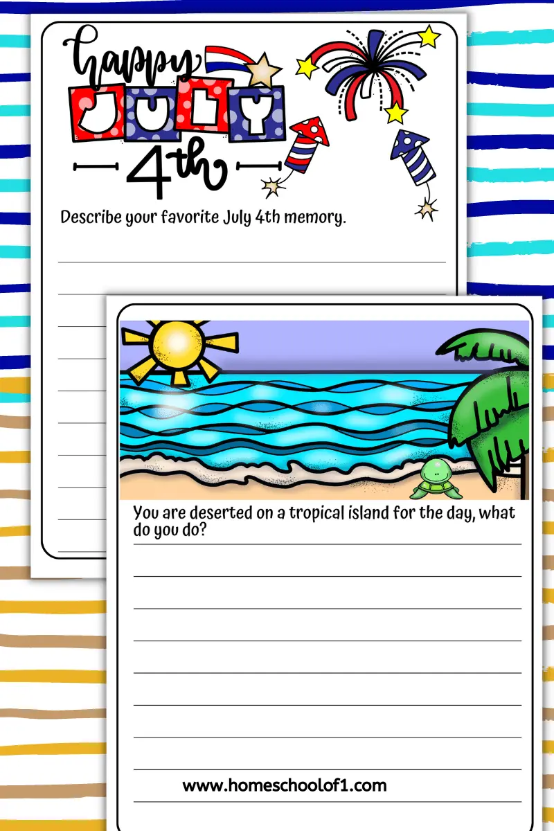 10 Summer Writing Prompts free Printables 