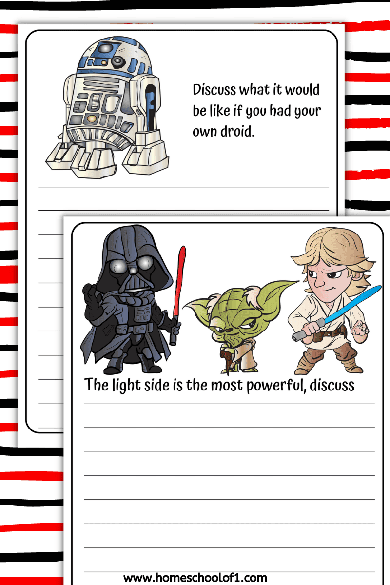 Droid, Darth Vader, Yoda, and Luke Skywalkker writing prompt