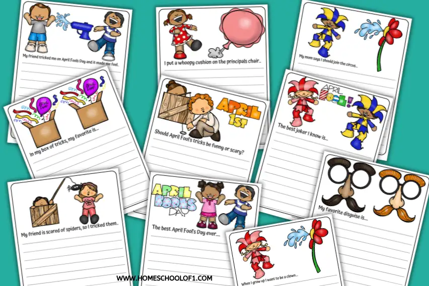 April Fools’ Day Writing Prompts (10 free worksheets)