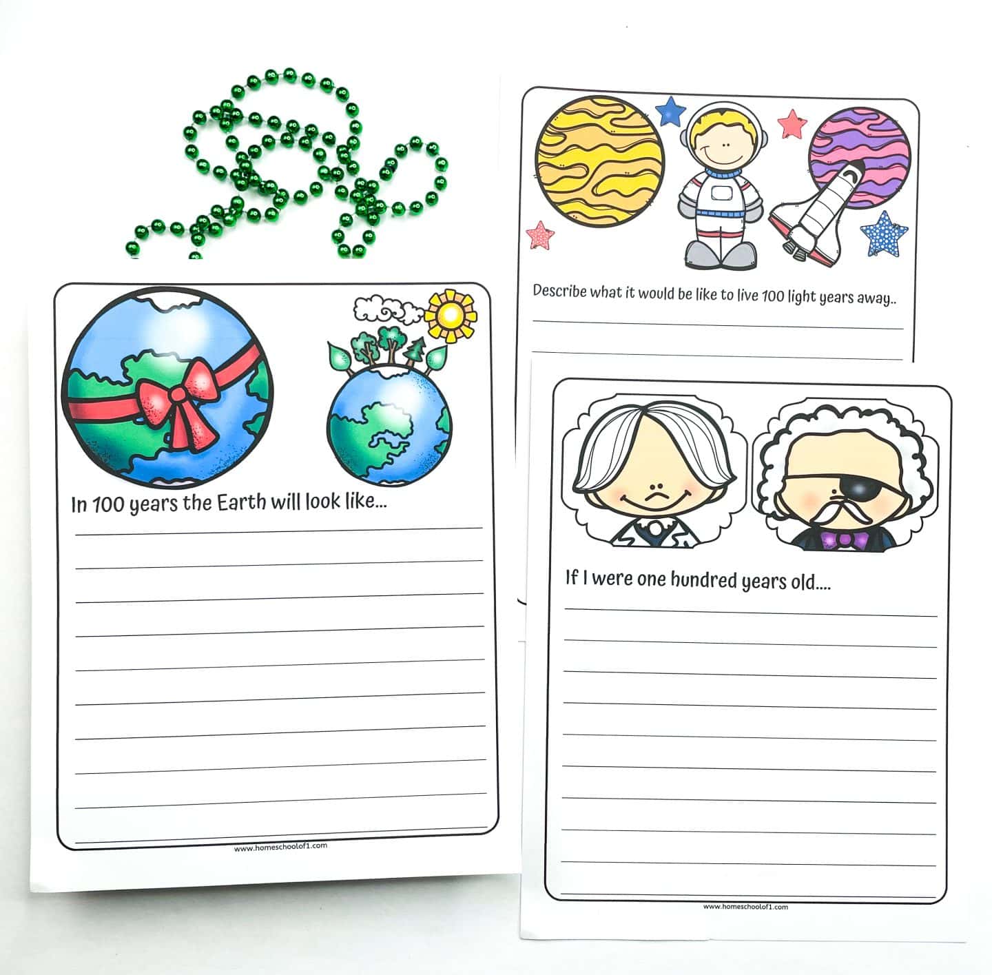 free 100th day of school writing prompts printable