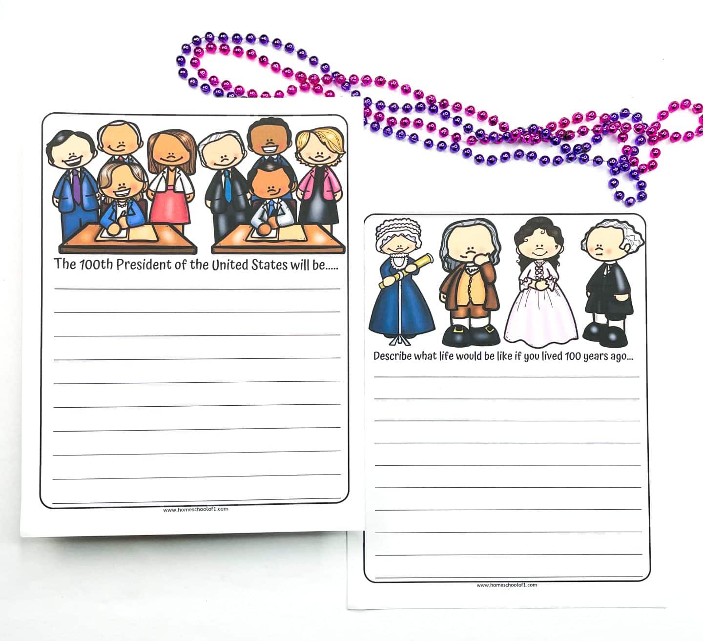 free printable 100th day of school writing prompts