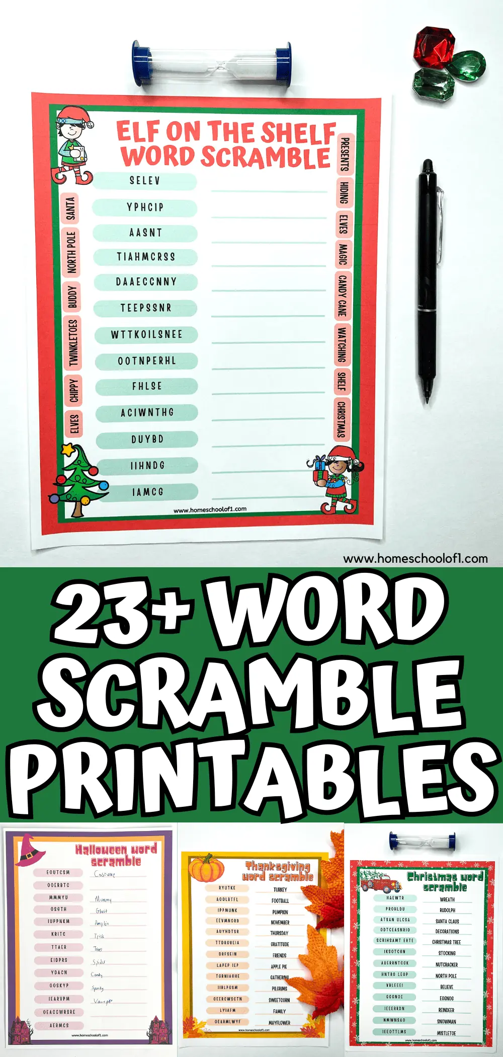 free word scramble printables