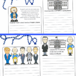 Free President writing worksheet for kids with prompts about Franklin, Lincoln, Washington, and life in the White House.