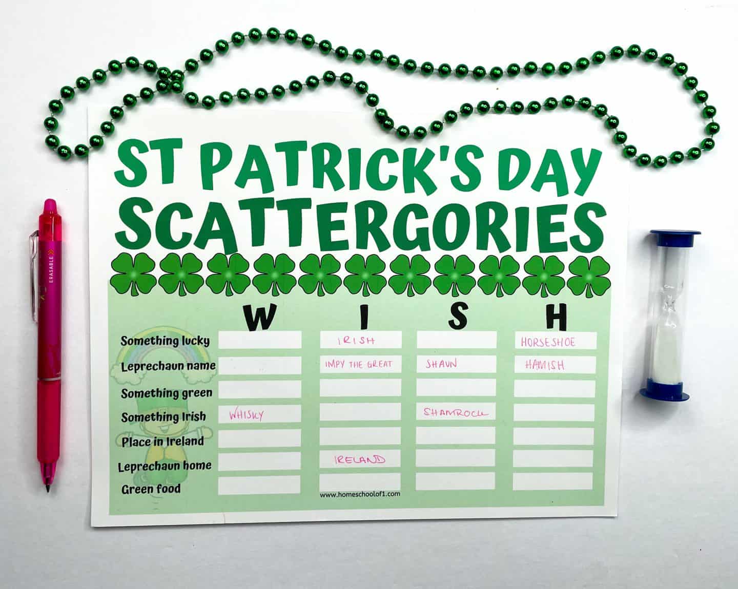 st patricks scattergories