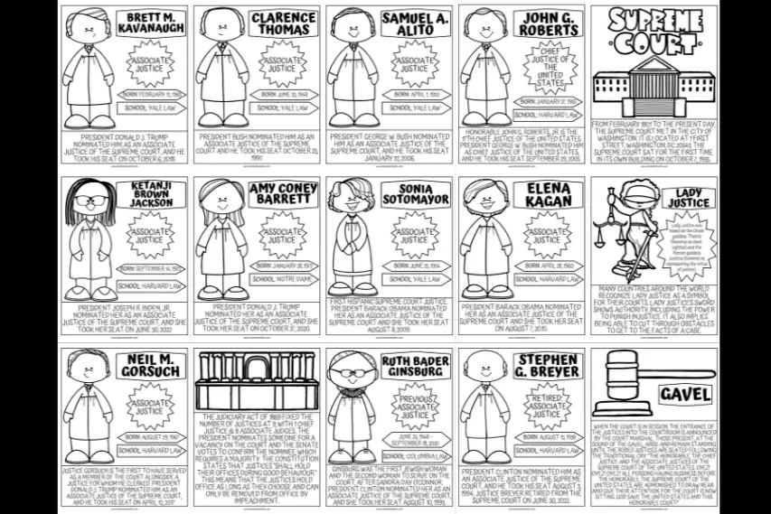 15 Free Supreme Court Worksheet Coloring Pages for Kids