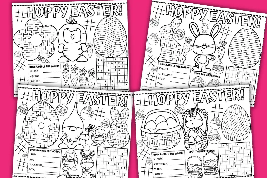 4 free Printable Easter Placemats for Table Fun