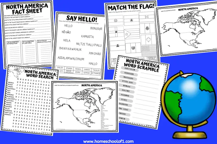7 North America Worksheets (free)