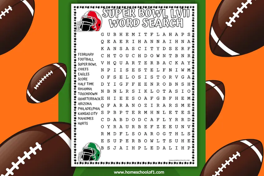 Super Bowl LVII Word Search (free printable)