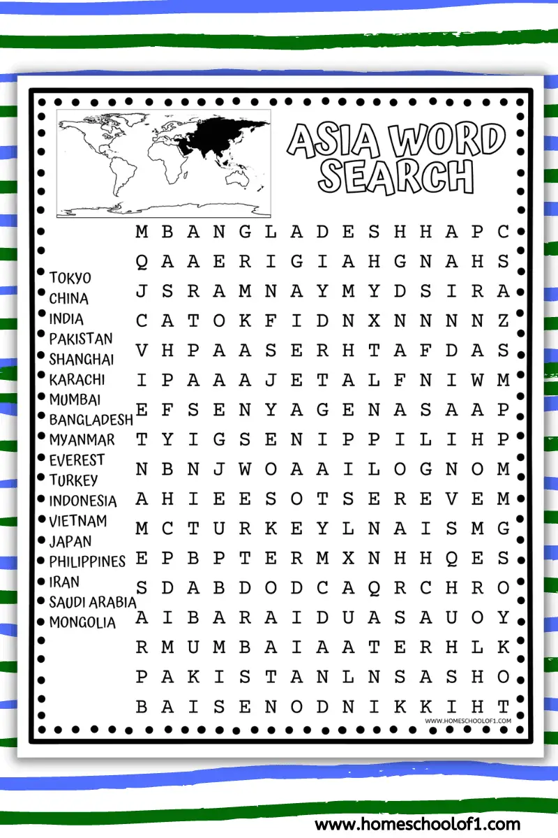 asia word search
