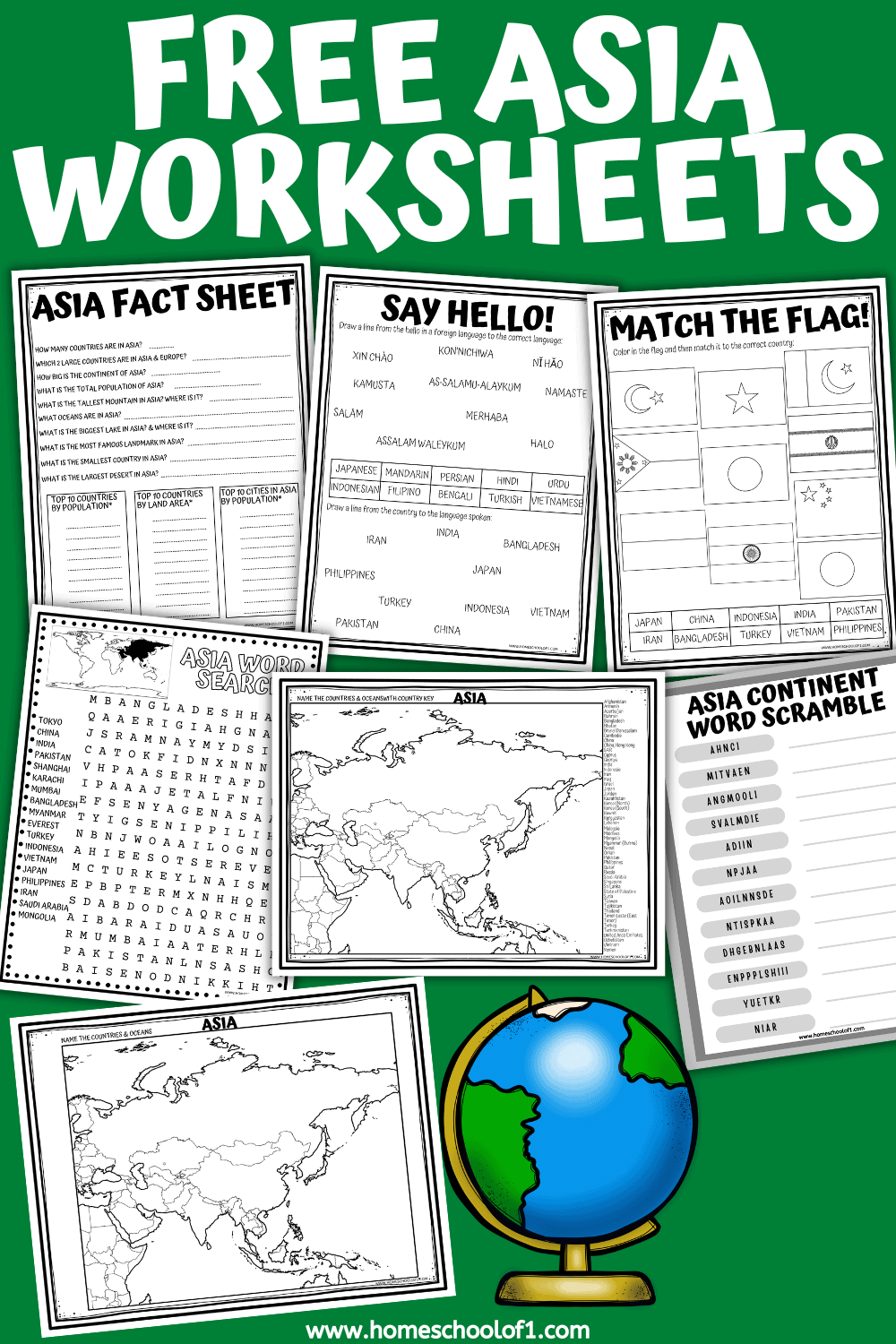 asia worksheets