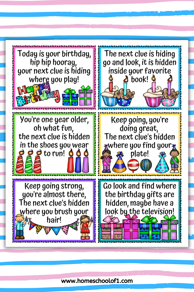 birthday treasure hunt printables