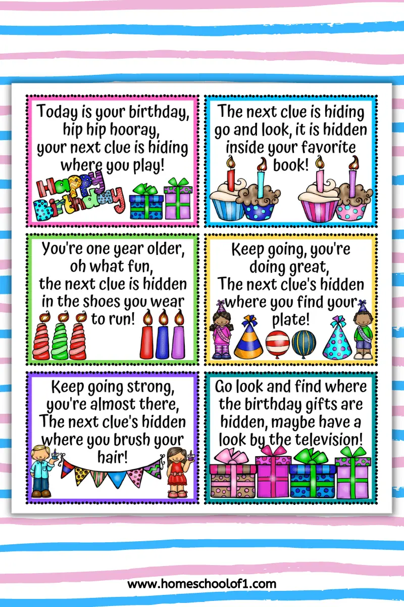 birthday treasure hunt printables