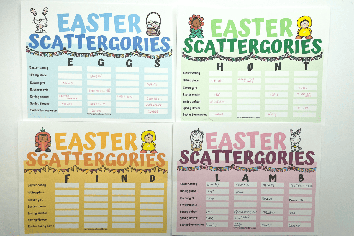 Free Printable Easter Scattergories - Easter Scattergories Printable 