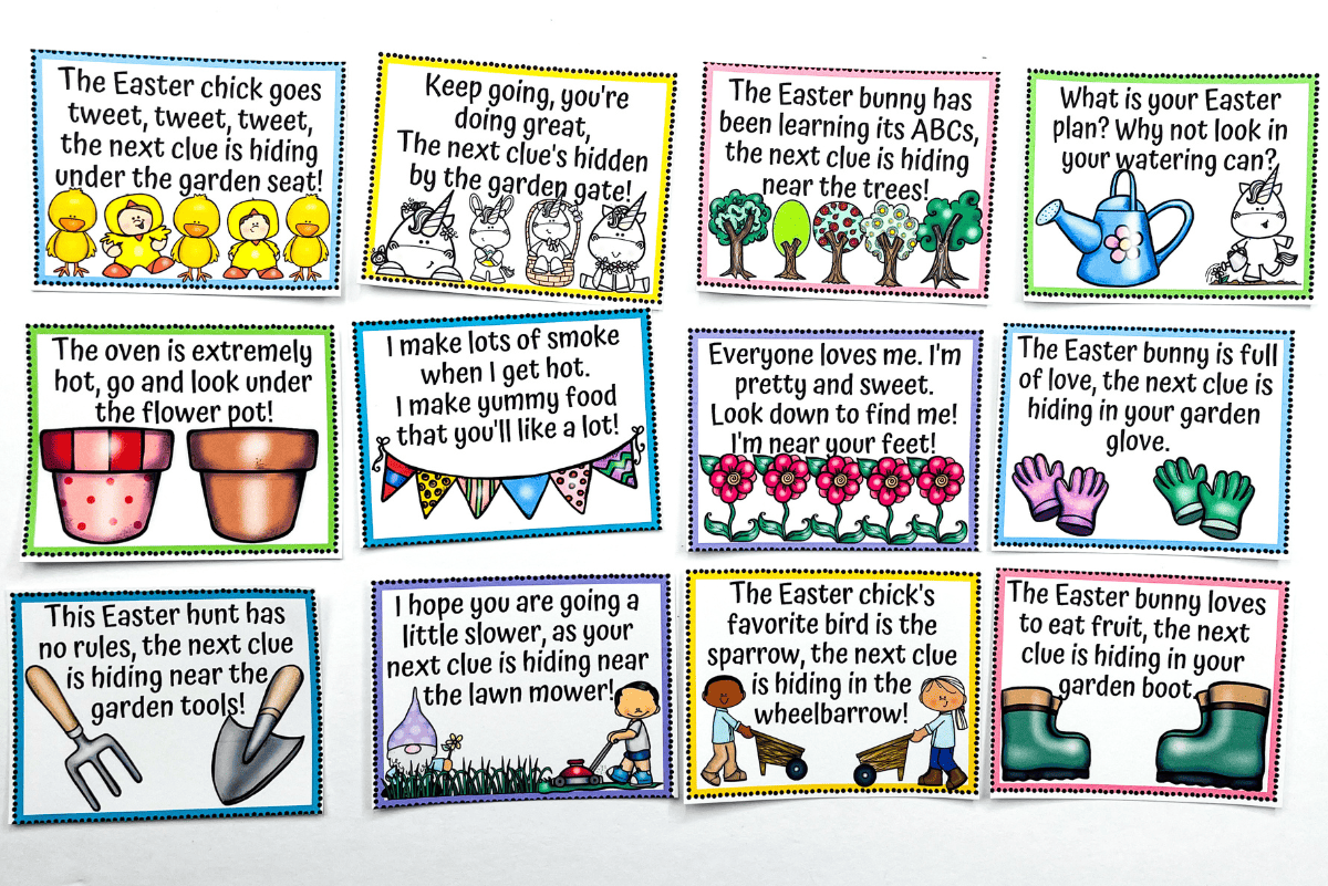 garden easter egg hunt clues