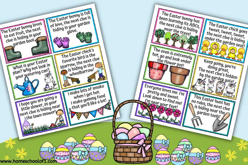 Garden Easter Egg Hunt Clues (free printable)
