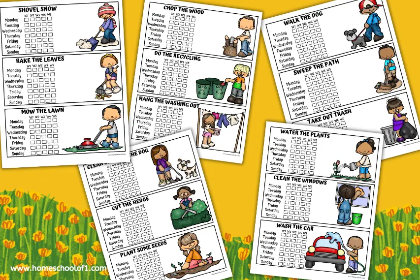15 Free Printable Chore Cards for Kids To Earn Pocket Money