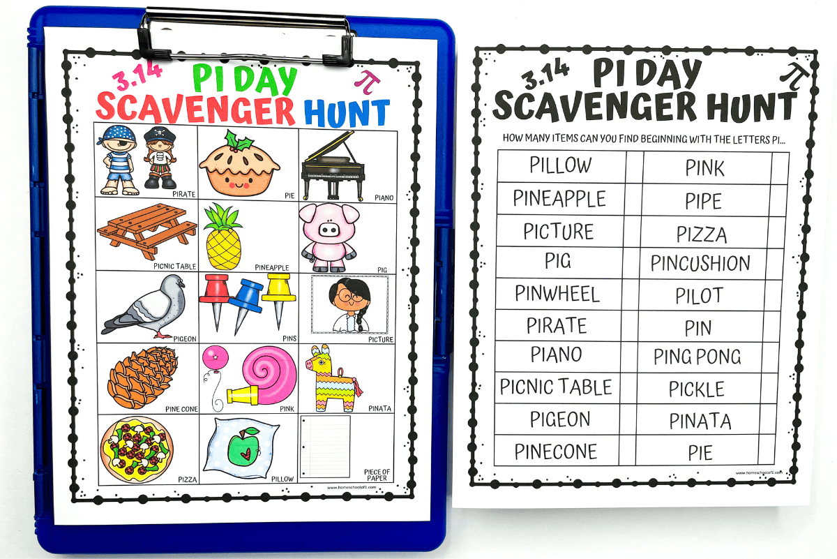 pi day scavenger hunt printable