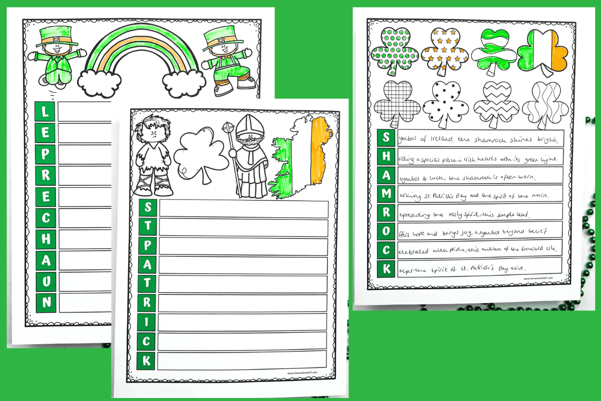 St Patrick’s Day Acrostic Poem Templates (Free Printables)