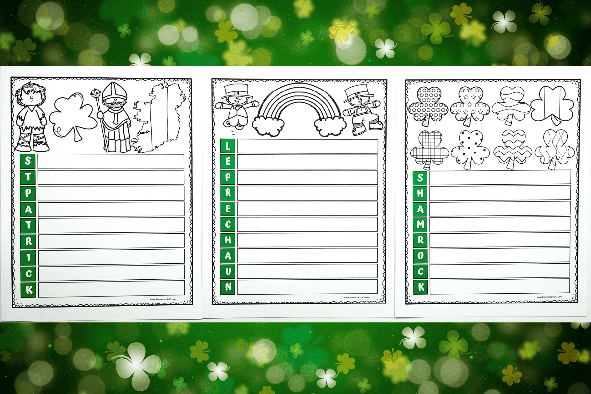 st patrick's day acrostic poem worksheets