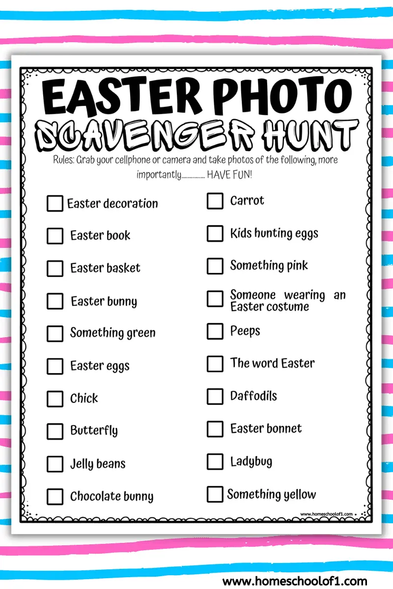 Easter Photo Scavenger Hunt For Teens free Printable 