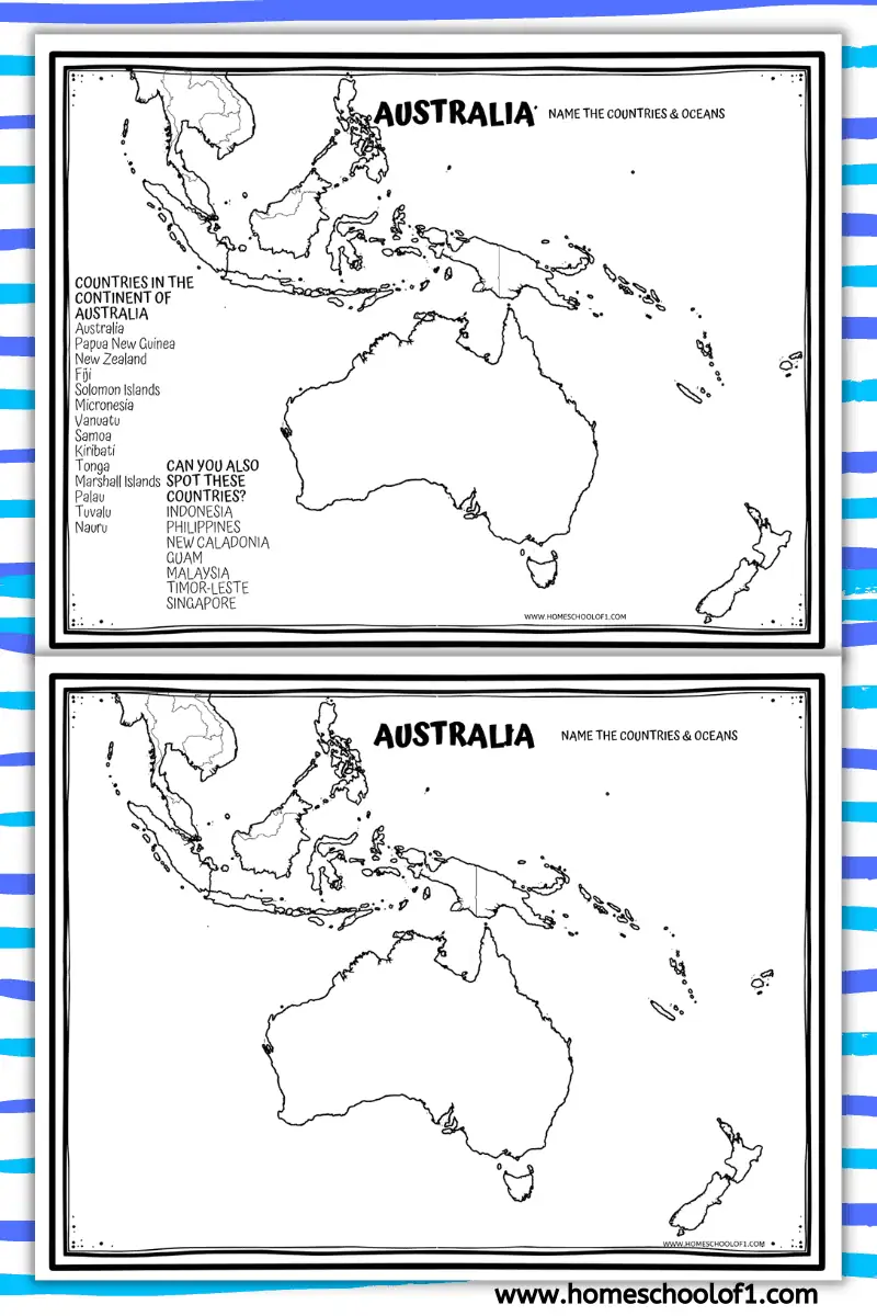 australia map worksheet