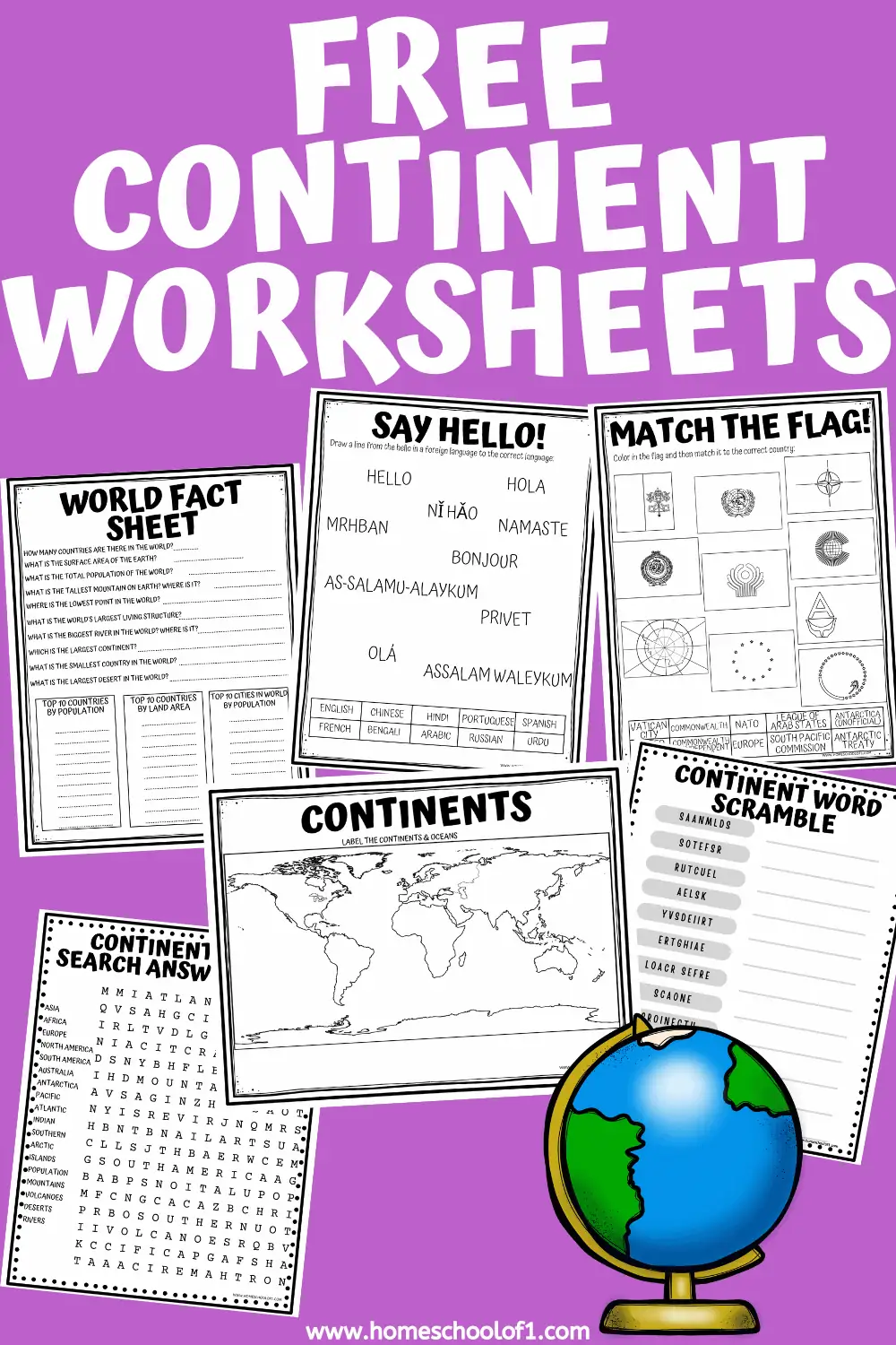 continent worksheets