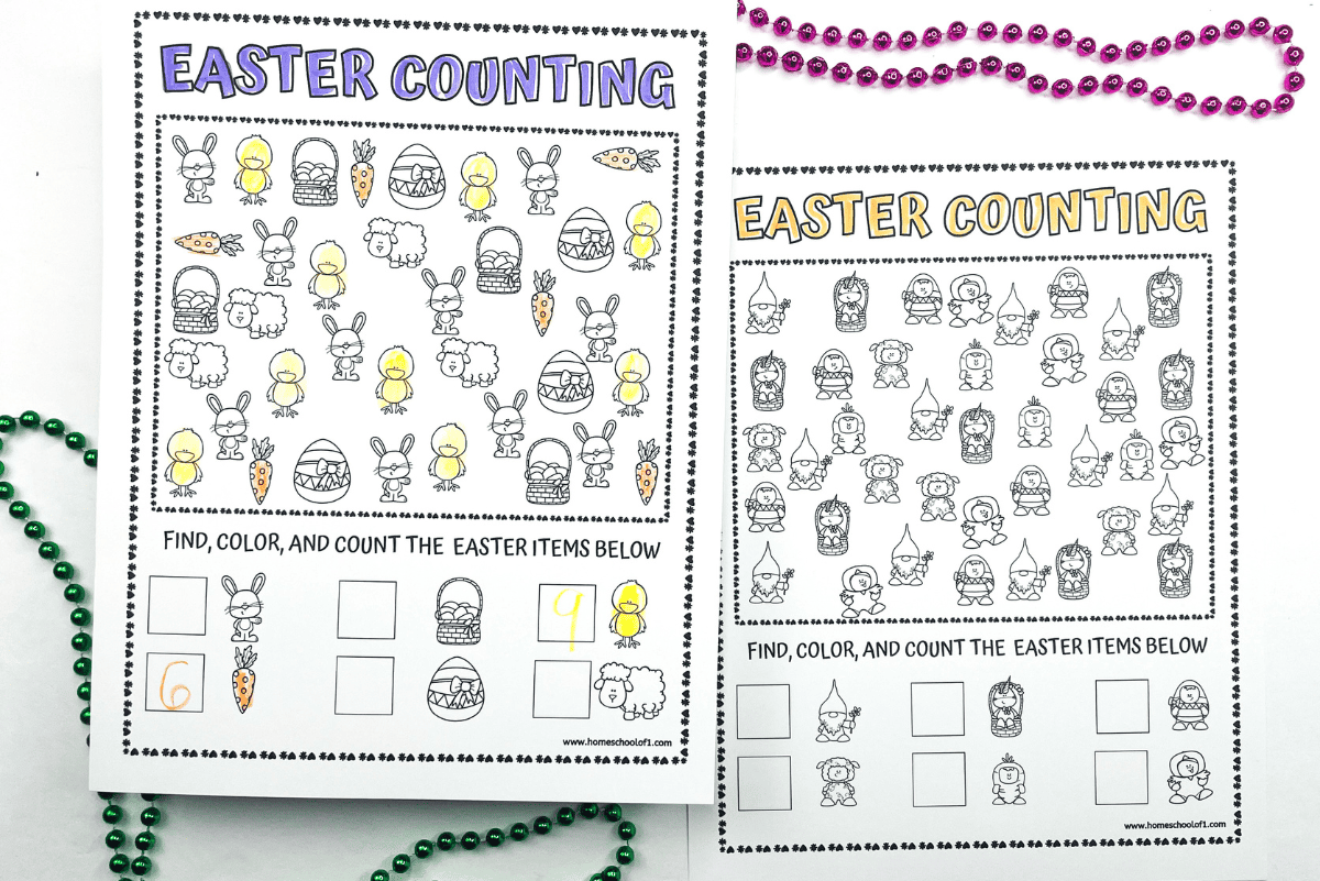 easter counting worksheets for preschoolers