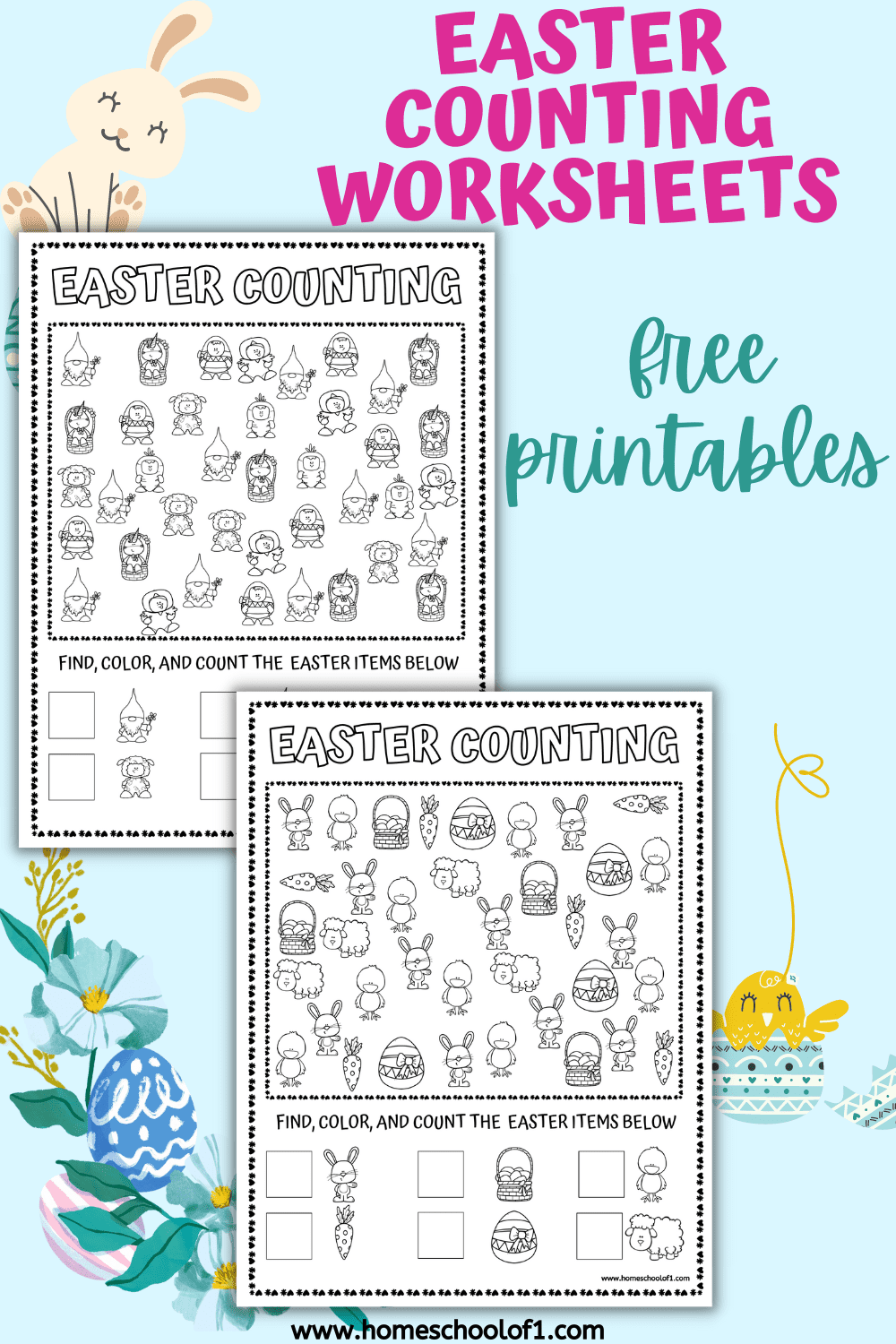 easter counting worksheets