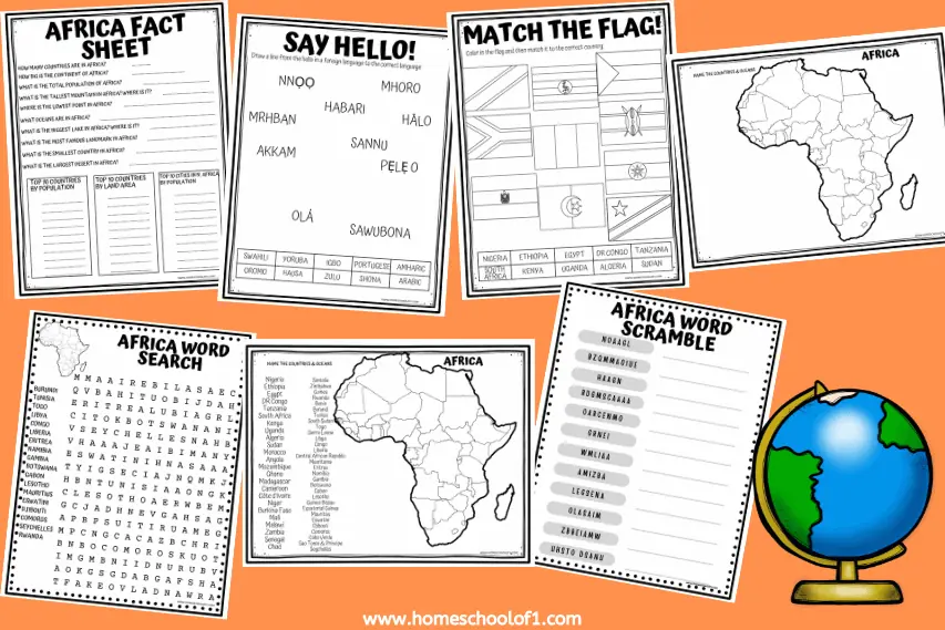 7 Free Africa Worksheets for Kids