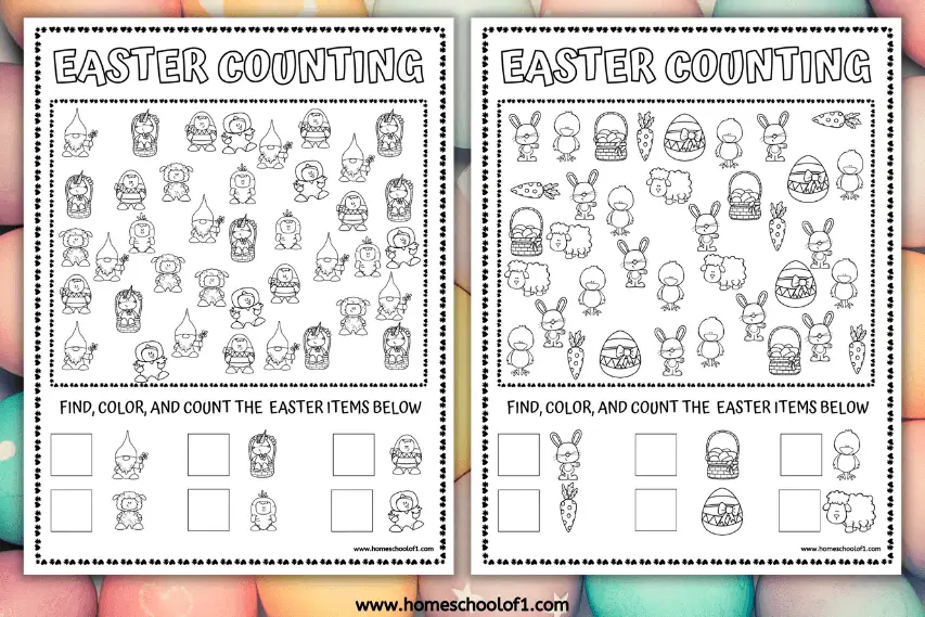 Easter Counting Worksheets (free printables)