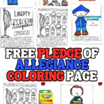 Free printable Pledge of Allegiance coloring pages featuring Francis Bellamy, American flag, and children reciting the pledge