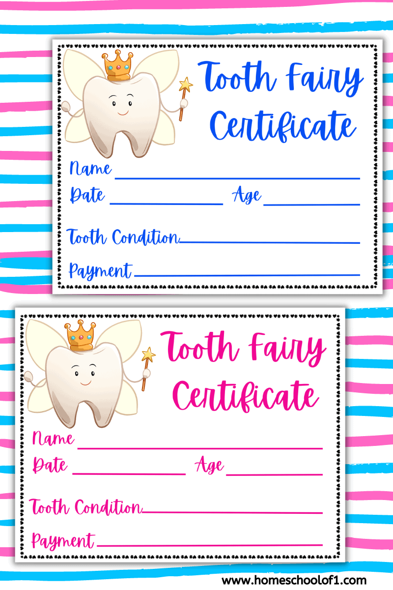 tooth fairy certificates