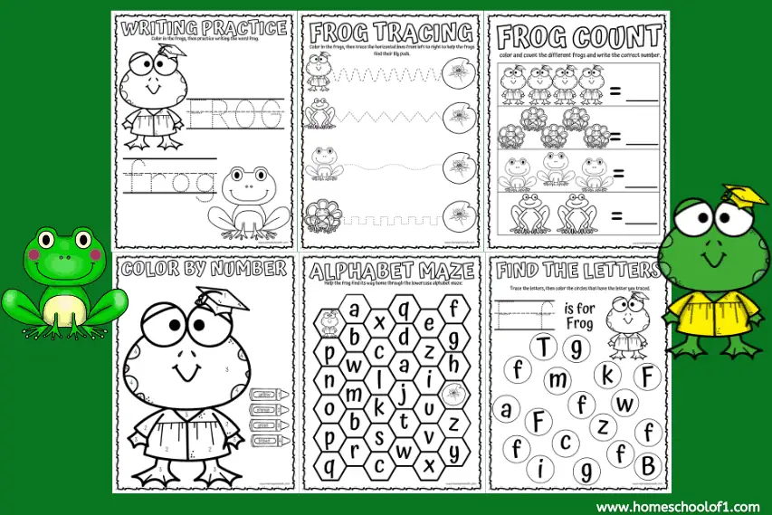 Frog worksheets for preschoolers (free printables)