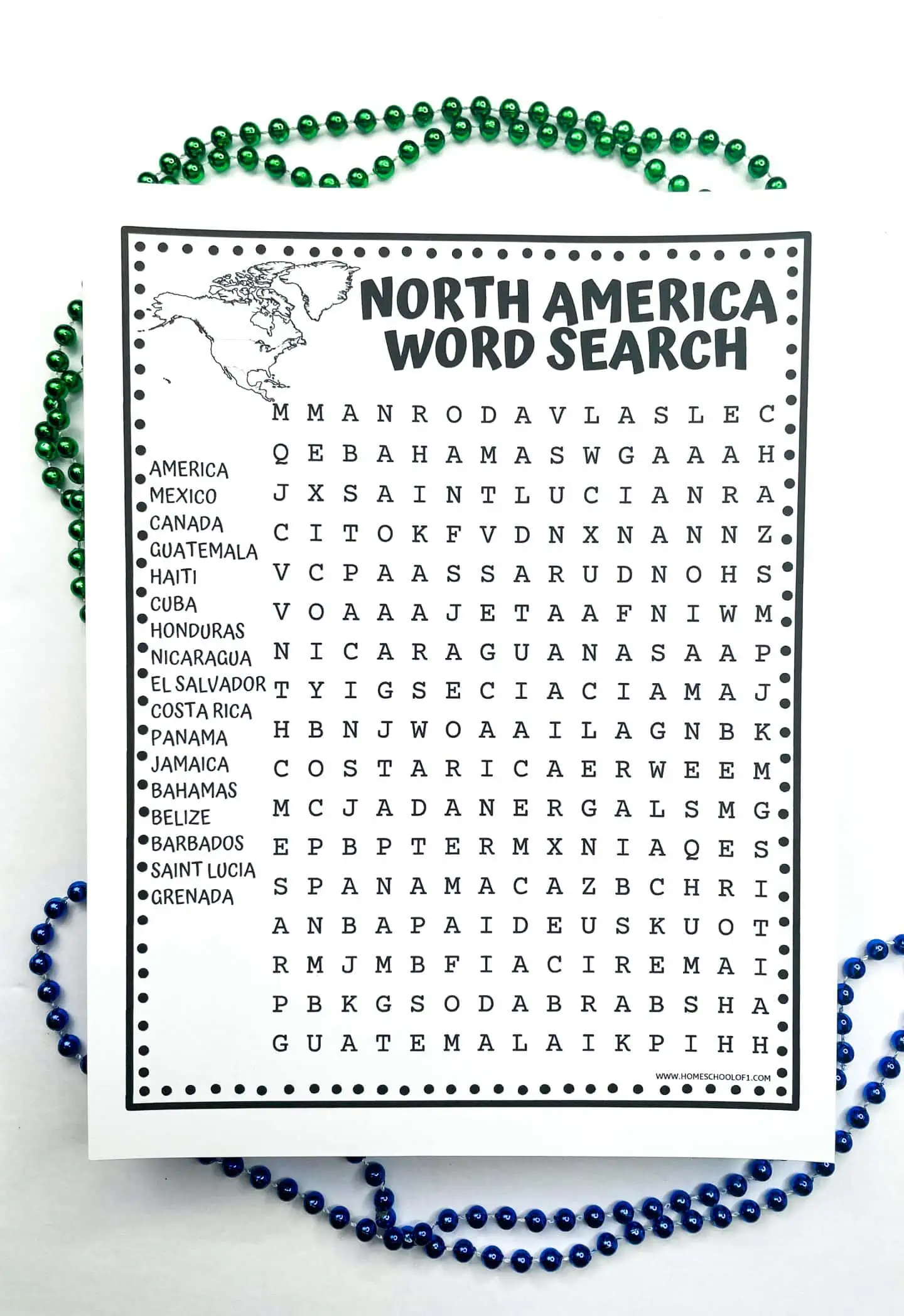 north america word search printable